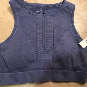 Aerie offline blue half zipper padded sports bra NWT most support size M